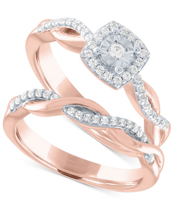 Diamond Bridal Set (1/4 ct. t.w.) in 14k Rose Gold Over