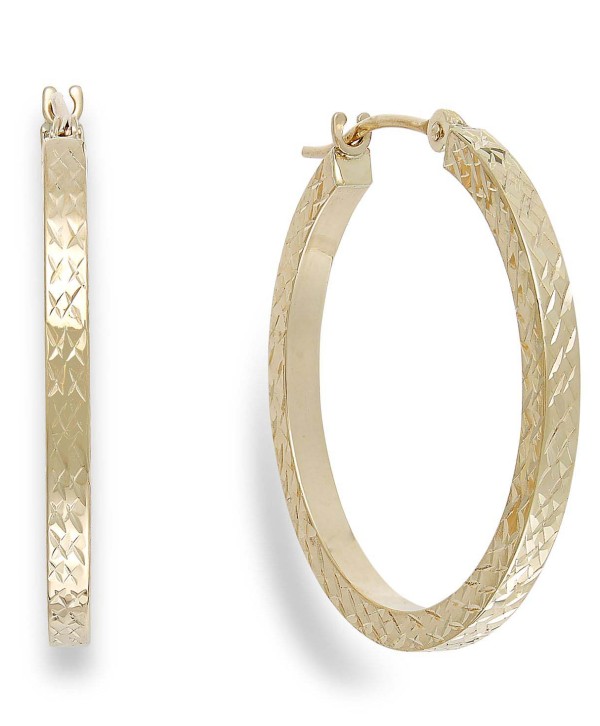 Diamond-Cut Hoop Earrings in 10k Gold, 25mm