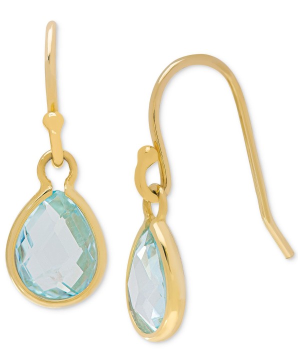 Blue Topaz (2-1/5 ct. t.w.) Pear-Shape Drop Earrings in 14k Gold-Plated Sterling Silver