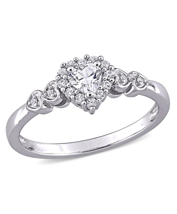 Created White Sapphire (3/8 ct. t.w.) and Diamond -, Accent Heart Ring