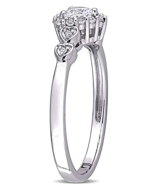 Created White Sapphire (3/8 ct. t.w.) and Diamond -, Accent Heart Ring