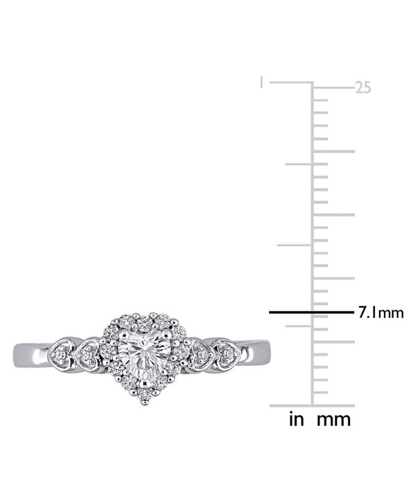 Created White Sapphire (3/8 ct. t.w.) and Diamond -, Accent Heart Ring