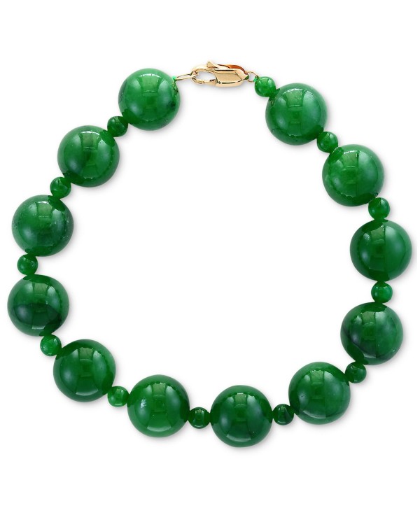 Dyed Green Jade (4 & 10mm) Bracelet