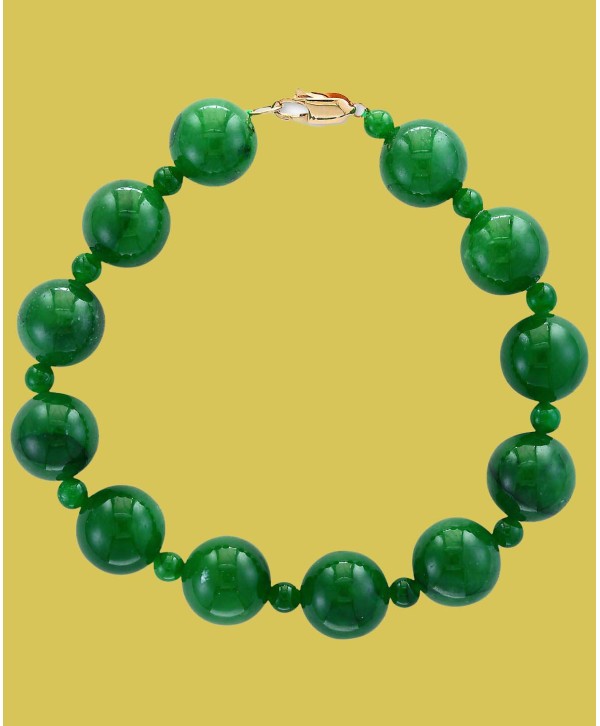 Dyed Green Jade (4 & 10mm) Bracelet