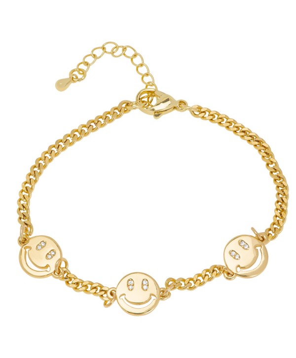 Gold Plated Cubic Zirconia Smiley Face Bracelet