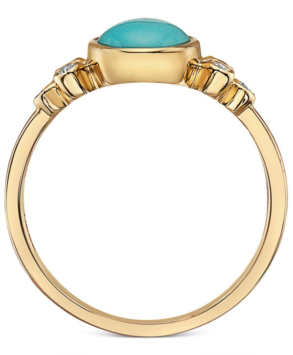 Turquoise & Diamond (1/10 ct. t.w.) Ring in 14k Gold