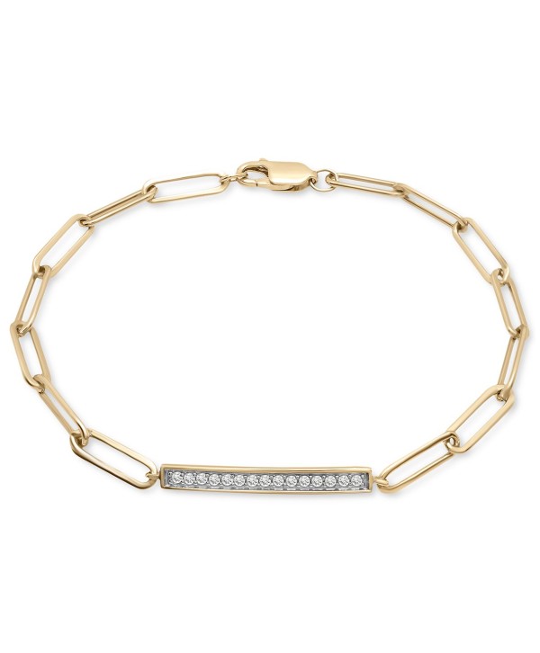 Diamond Bar Paperclip Link Bracelet (1/6 ct. t.w.) in 14k Gold-Plated