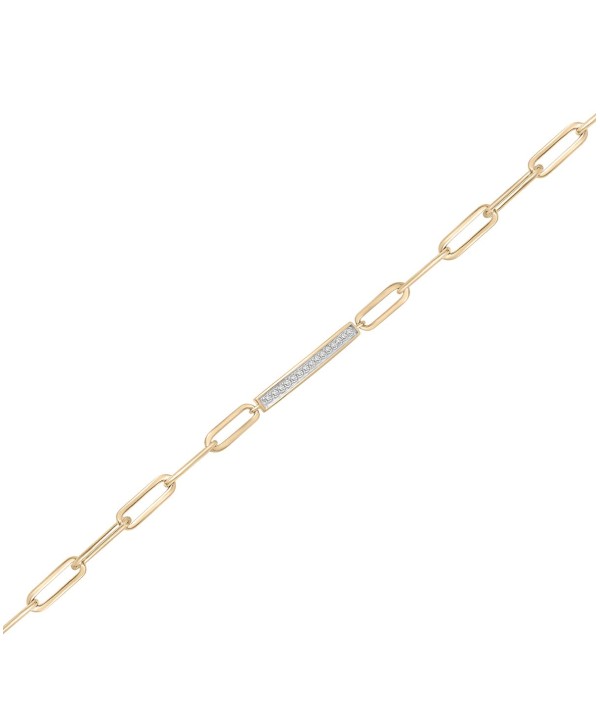 Diamond Bar Paperclip Link Bracelet (1/6 ct. t.w.) in 14k Gold-Plated