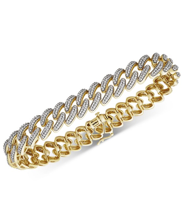 Men's Diamond Link Bracelet (1 ct. t.w.) in 14k Gold-Plated