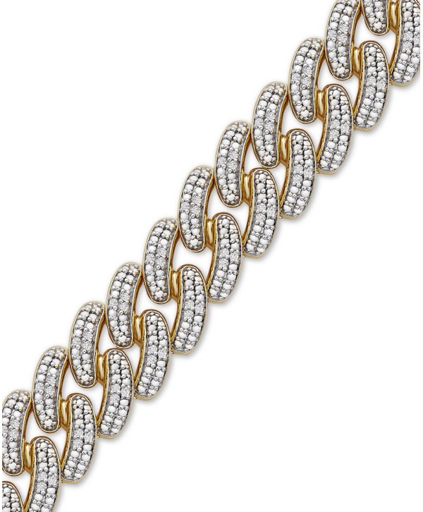 Men's Diamond Link Bracelet (1 ct. t.w.) in 14k Gold-Plated