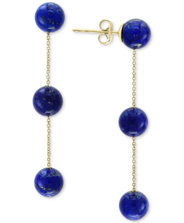 Lapis Lazuli (6mm) Triple Drop Earrings in 14k Gold