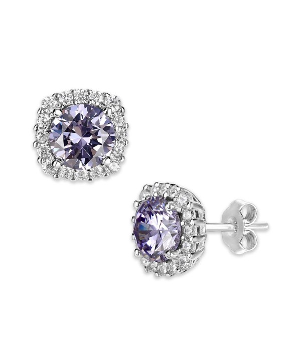 Multi Colored Cubic Zirconia Cushion Shape Stud Earring