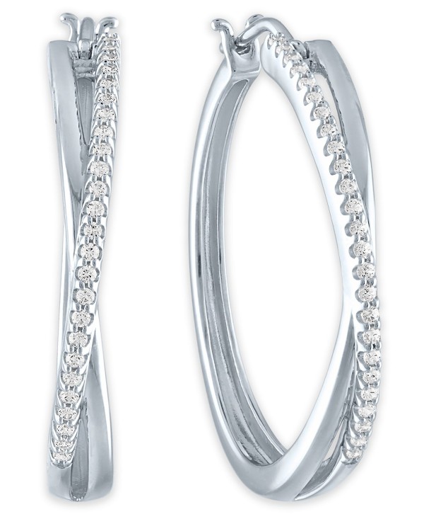 Diamond Crossover Hoop Earrings (1/4 ct. t.w.)