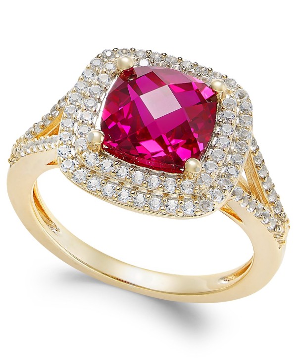 Ruby (2-1/2 ct. t.w.) and White Sapphire (1/2 ct. t.w.) Ring in 14k Gold-Plated